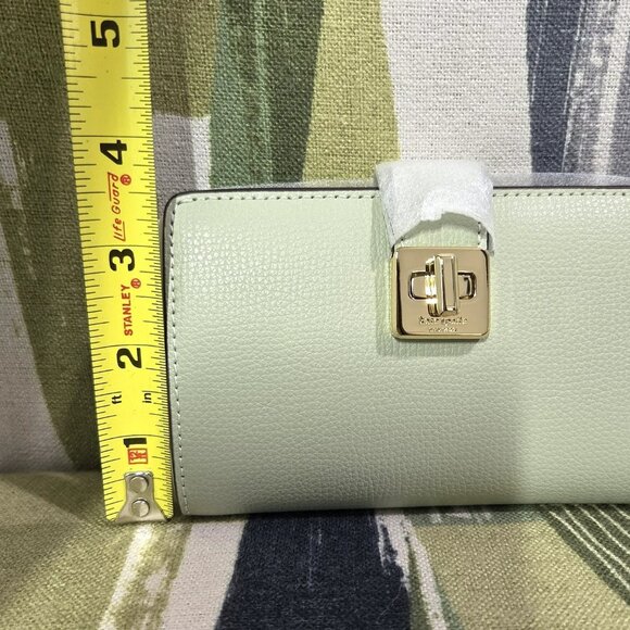 Kate Spade Phoebe Turnlock Medium Leather Wallet In Sage Bundle (Light Green) - Picture 4 of 11